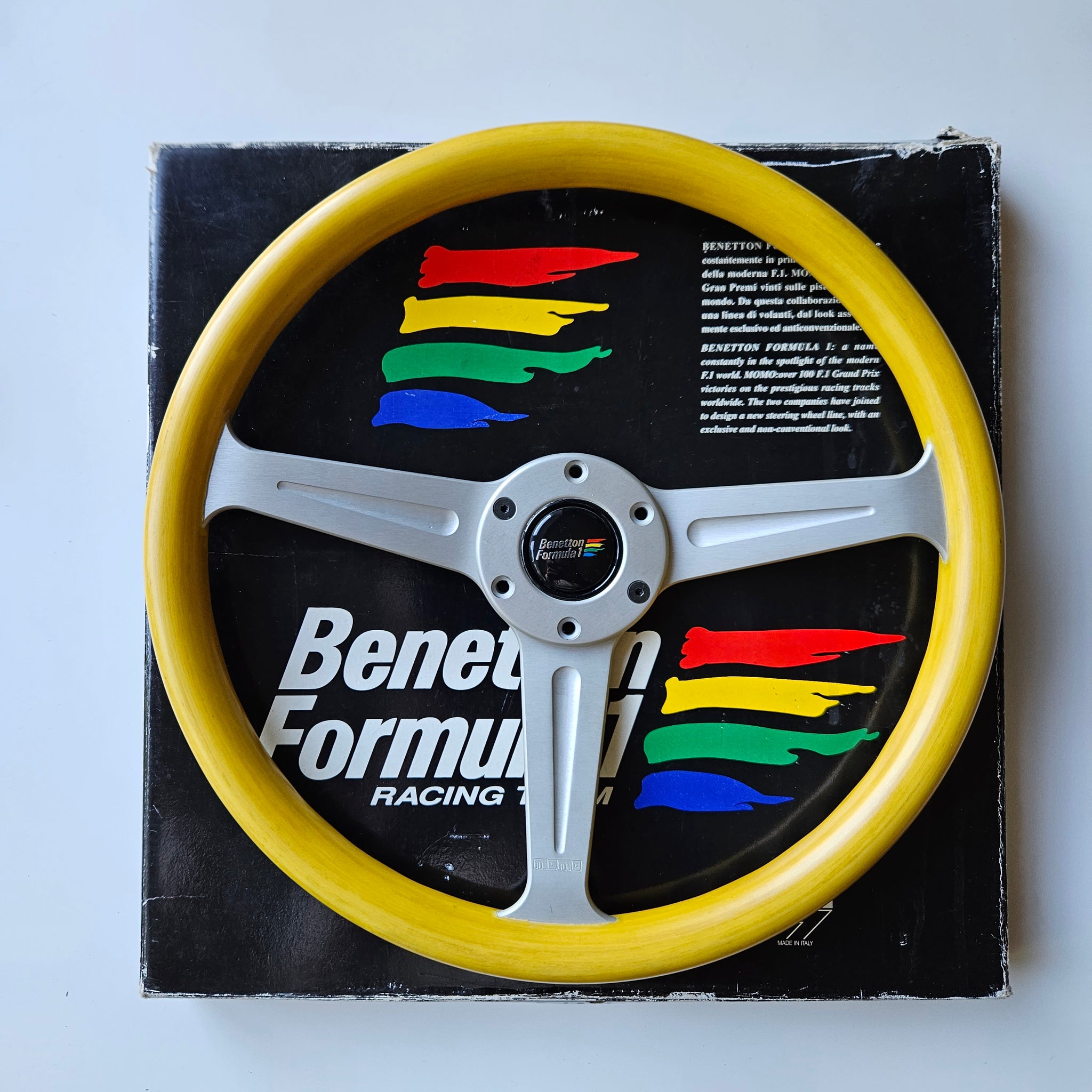Benetton Formula 1 ステアリング Momo Benetton F1 Fashion Yellow Woodgrain Steering Wheel
