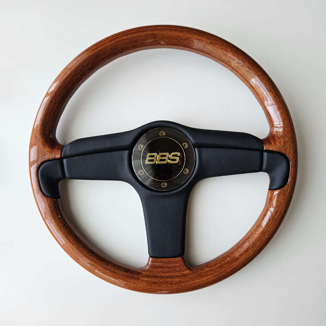 BBS Woodgrain/Leather Three Spoke Steering Wheel