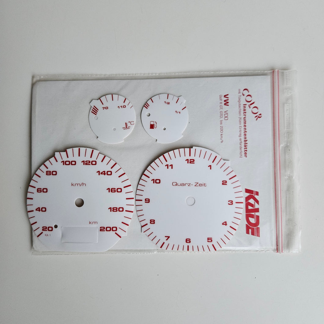 KA-DE Motorsport White/Red Cluster Face Decal Set Mk3  200km/h