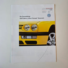 Load image into Gallery viewer, Golf Mk3 Cabriolet Color Concept Brochure
