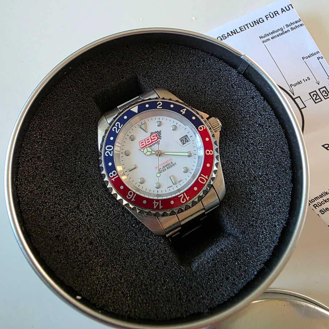 BBS Motorsport Automatic Pepsi-Sub Style Wrist Watch