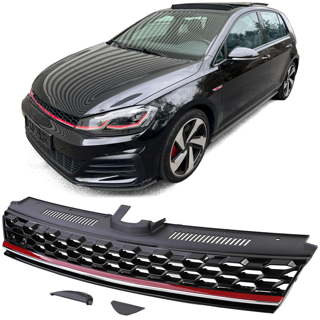 Badgeless Red Stripe Front Grill Golf Mk7 GTI (Facelift)