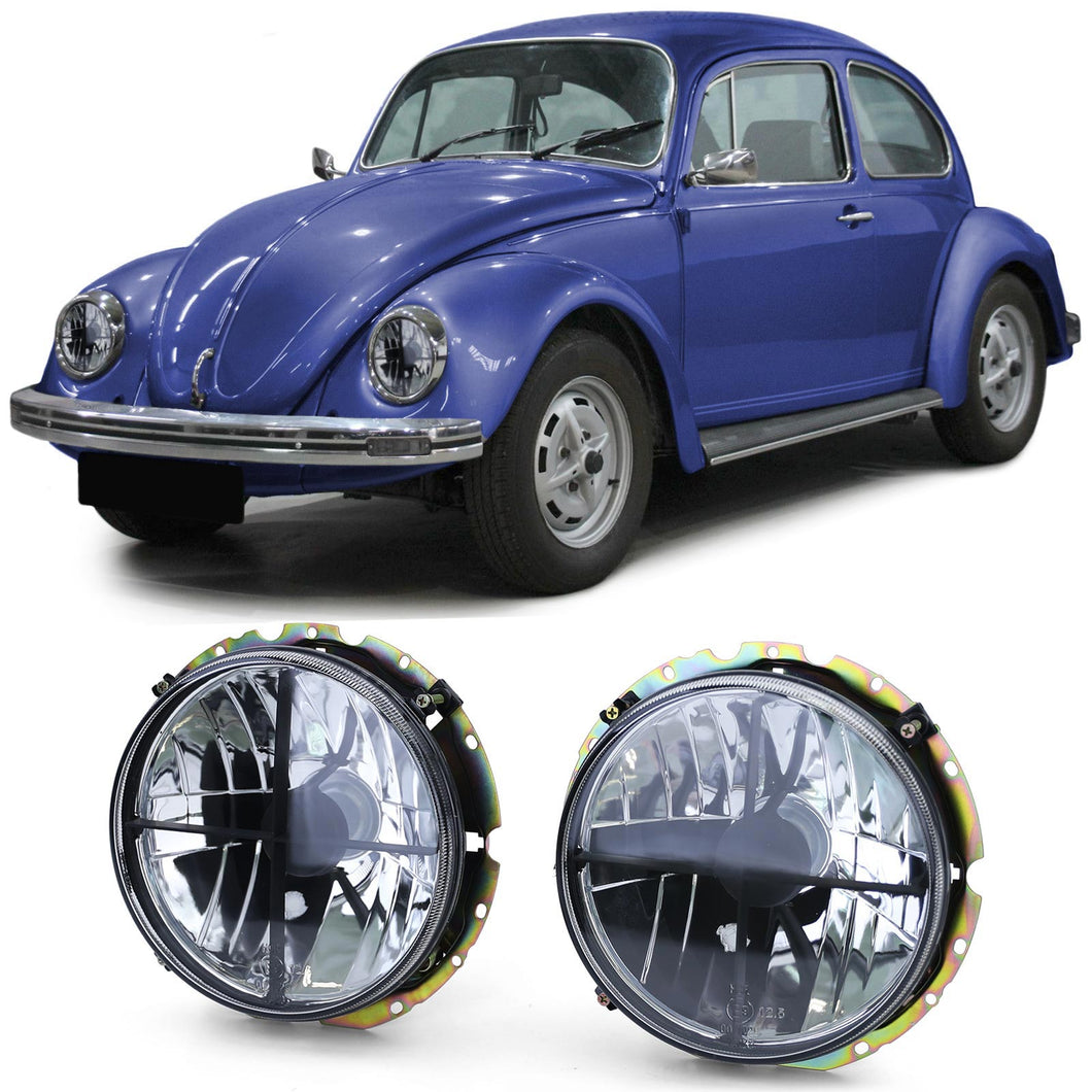 Clear Glass Smoked Crosshair Headlight Set VW Beetle