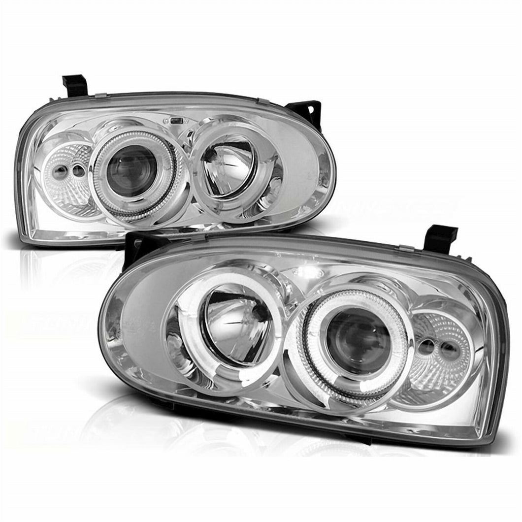 Clear LED Angel Eye Headlight Set Golf Mk3