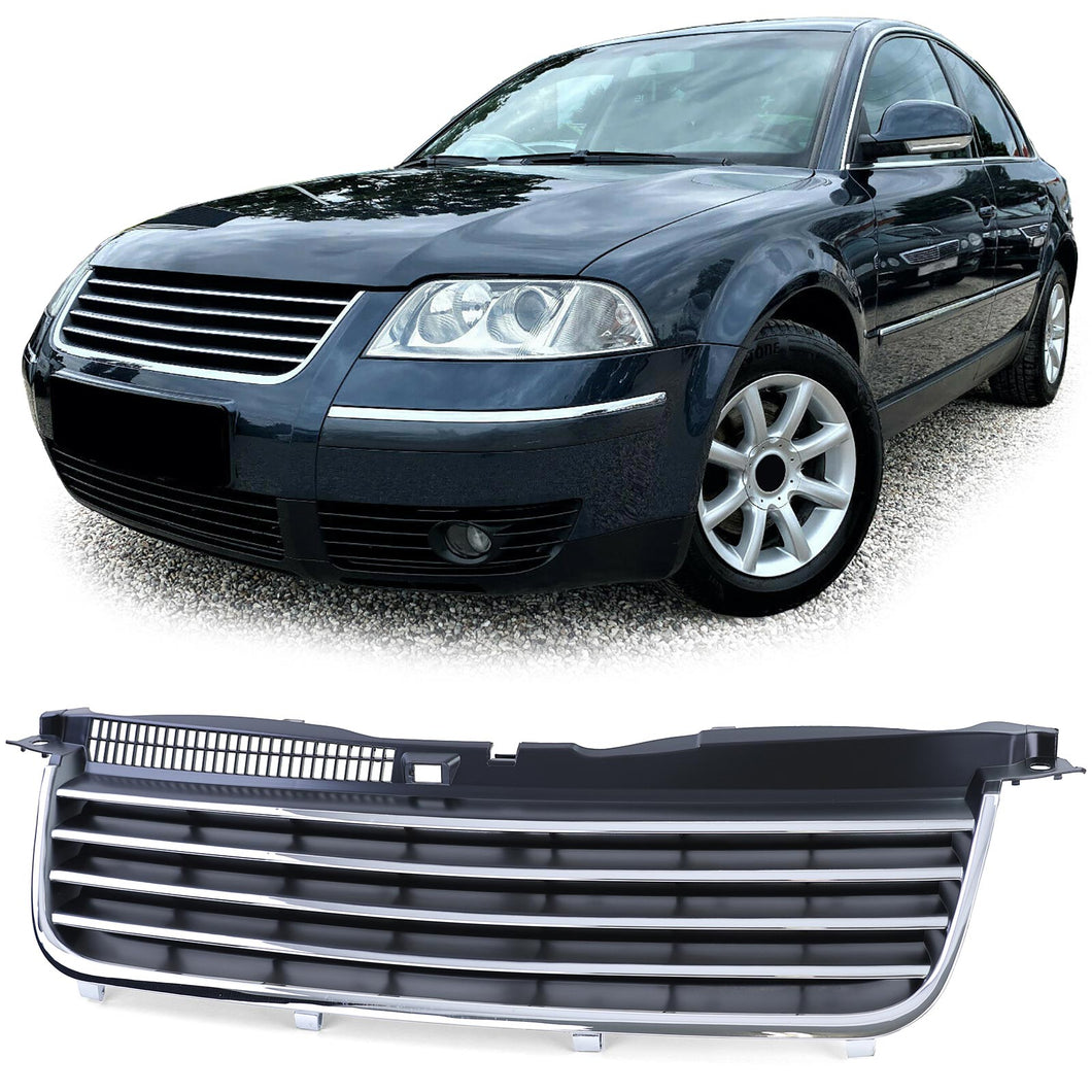 Gloss Black Chrome Stripe Badgeless Front Grill Passat B5.5