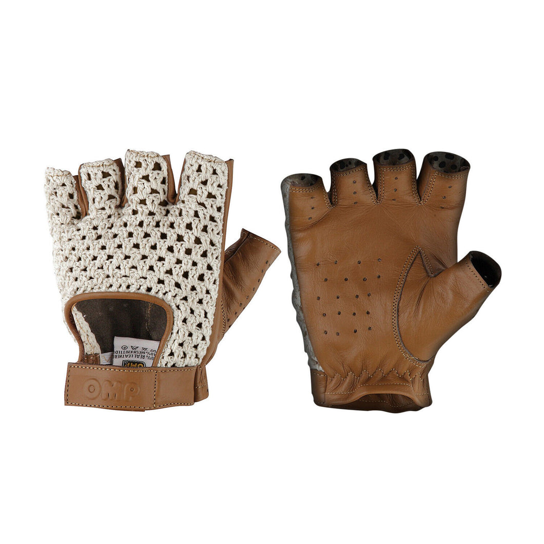 OMP Tazio Brown Leather Driving Gloves