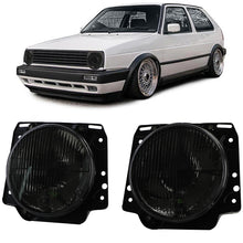 Load image into Gallery viewer, Smoked Fluted Glass Crosshair Headlight Set Golf Mk2
