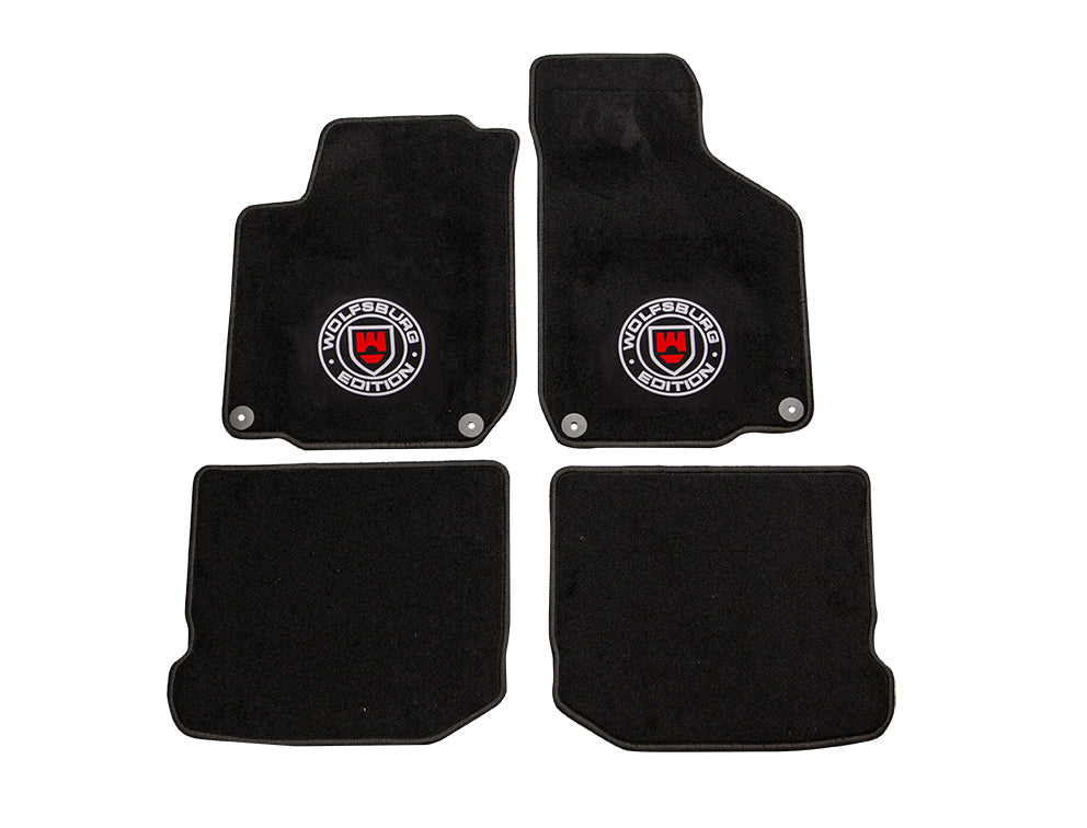 Black Red White Wolfsburg Floor Mat Set Golf Mk4 (Before 2004 Models)