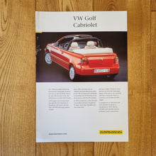 Load image into Gallery viewer, VW Golf Mk3.5 Cabrio Karmann Brochure
