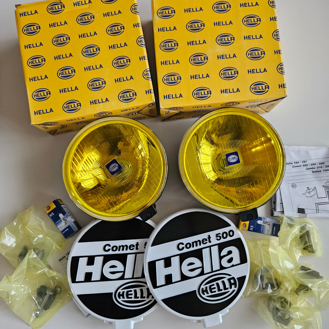 Hella Comet 500 Yellow High Beam Light Set