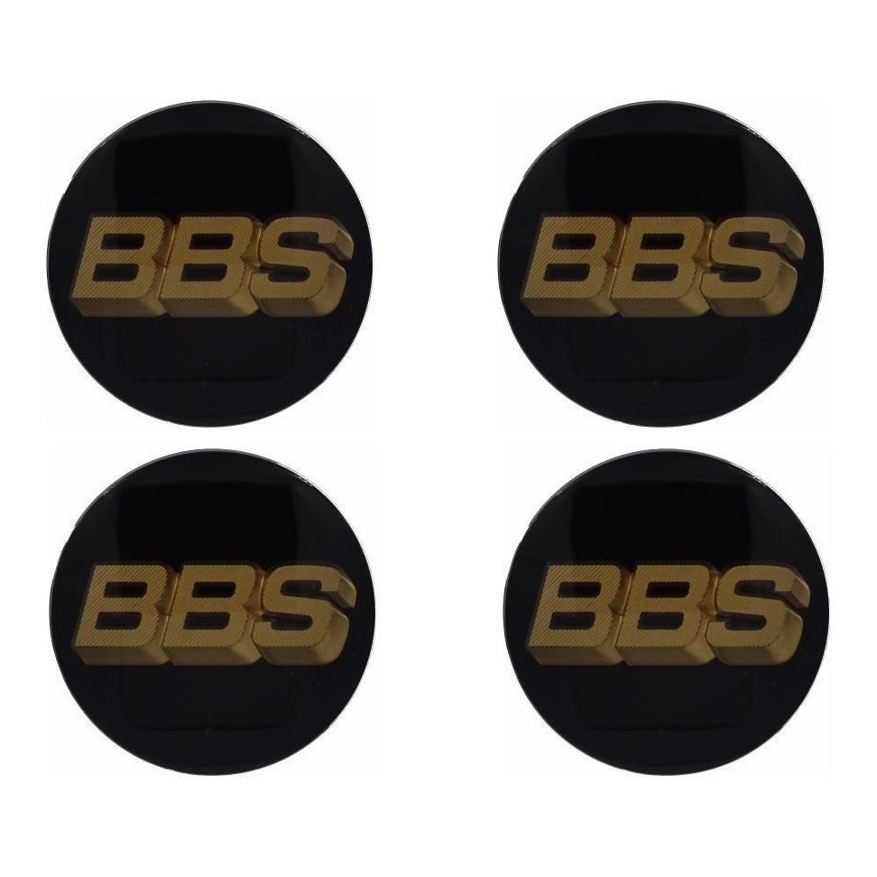 BBS 3D Black Gold Wheel Cap Set 56mm