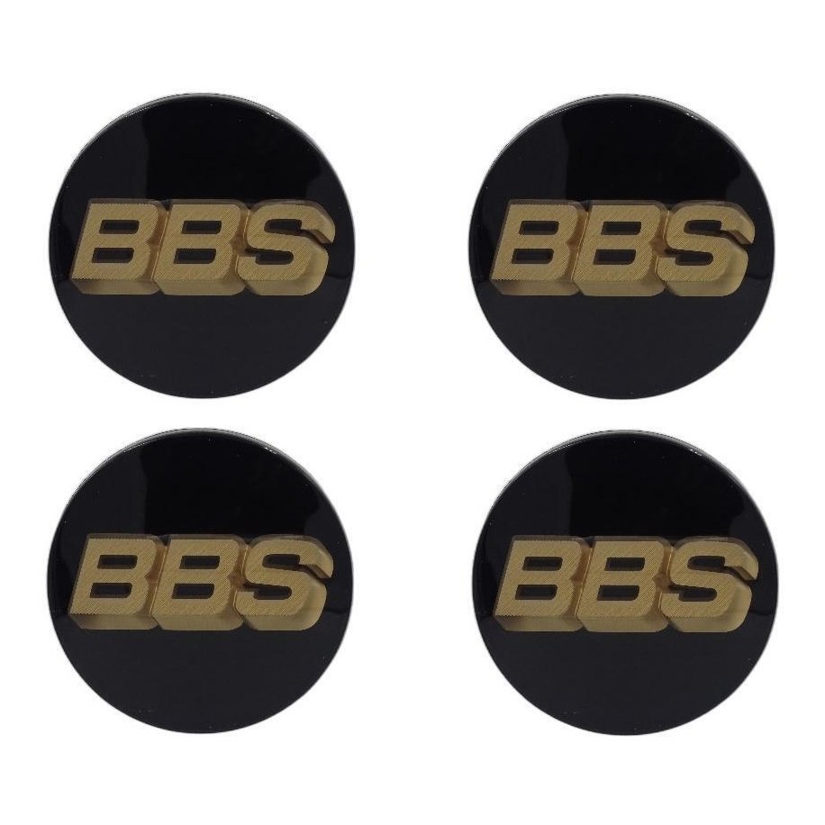 BBS 3D Black Gold Wheel Cap Set 70mm