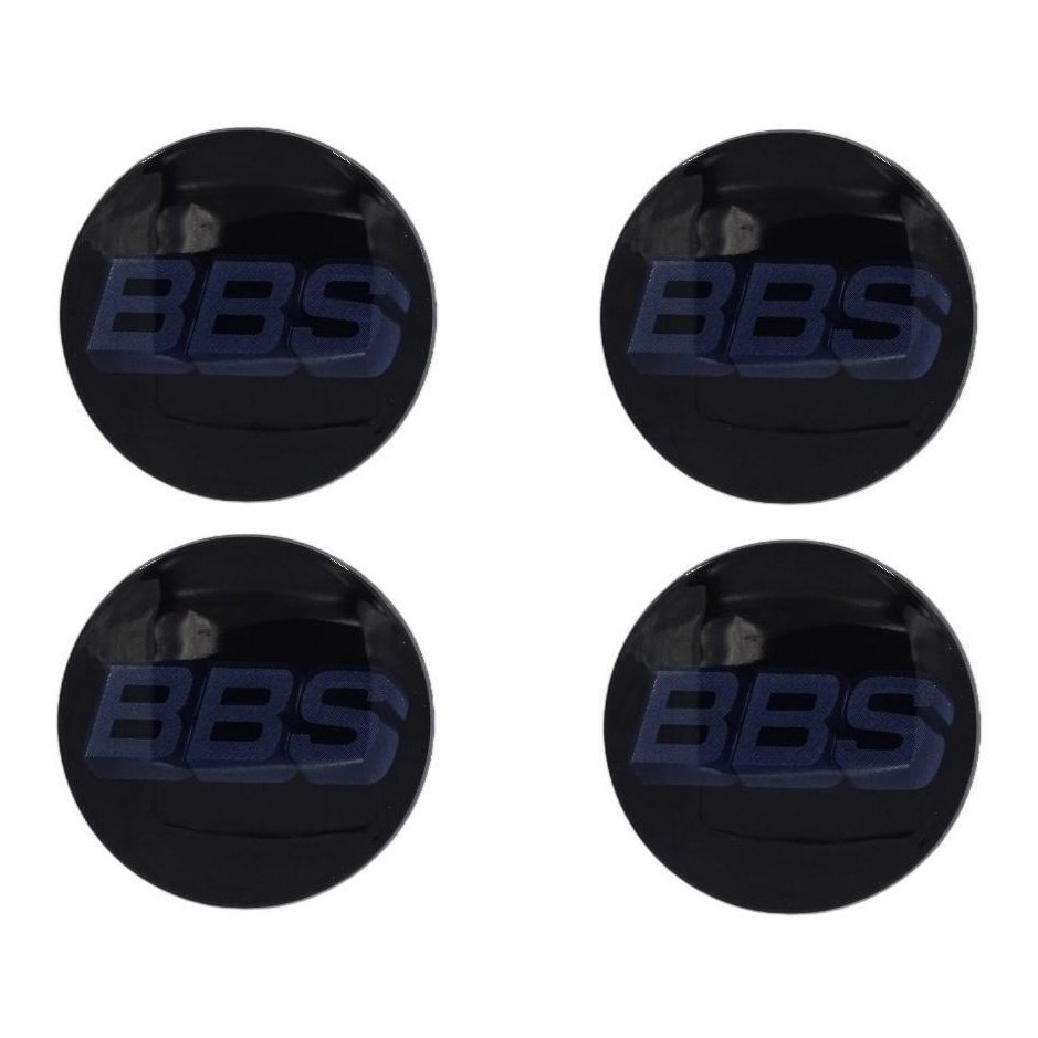 BBS 3D Black Indigo Blue Wheel Cap Set 70mm
