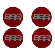 Load image into Gallery viewer, BBS 3D Red Silver Wheel Cap Set 56mm
