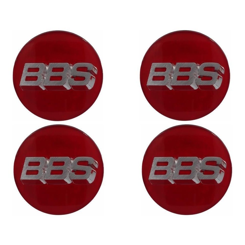 BBS 3D Red Silver Wheel Cap Set 56mm