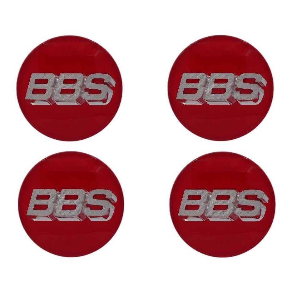 BBS 3D Red Silver Wheel Cap Set 70mm