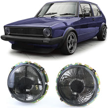 Load image into Gallery viewer, Smoked Fluted Glass Crosshair Headlight Set Golf Mk1
