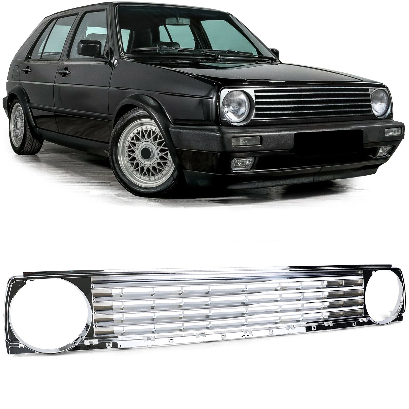Golf Mk2 Badgeless Chrome Front Grill – Best VW Parts