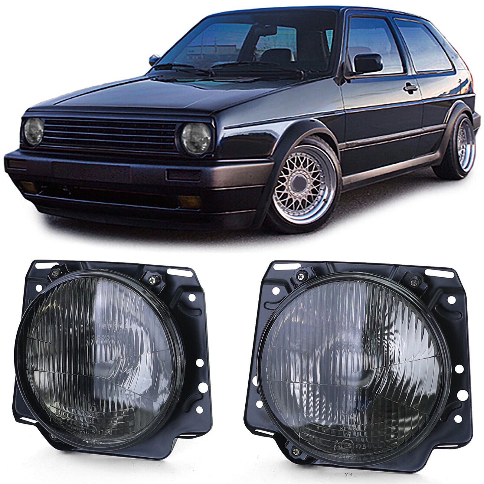 Smoked Fluted Glass Headlight Set Golf Mk2 – Best VW Parts